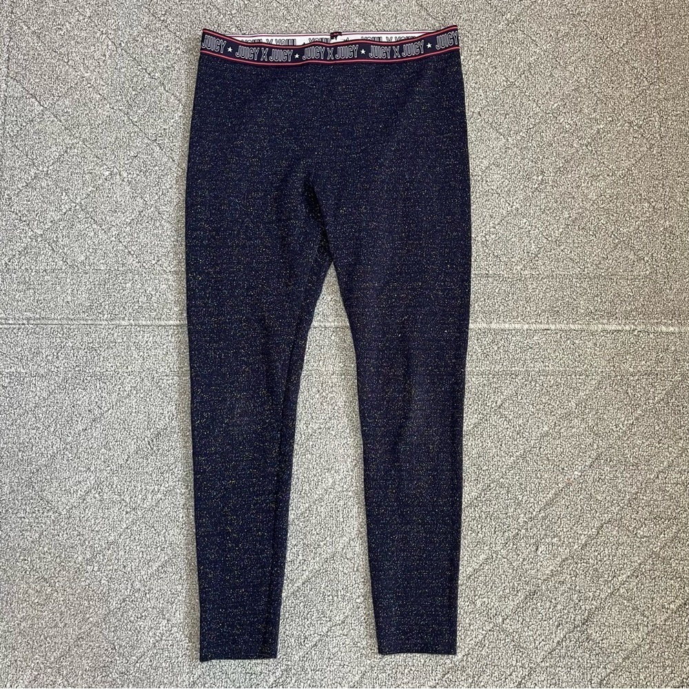 Juicy By Juicy Couture Sparkling Leggings Women’s Size Large Blue Yoga Running